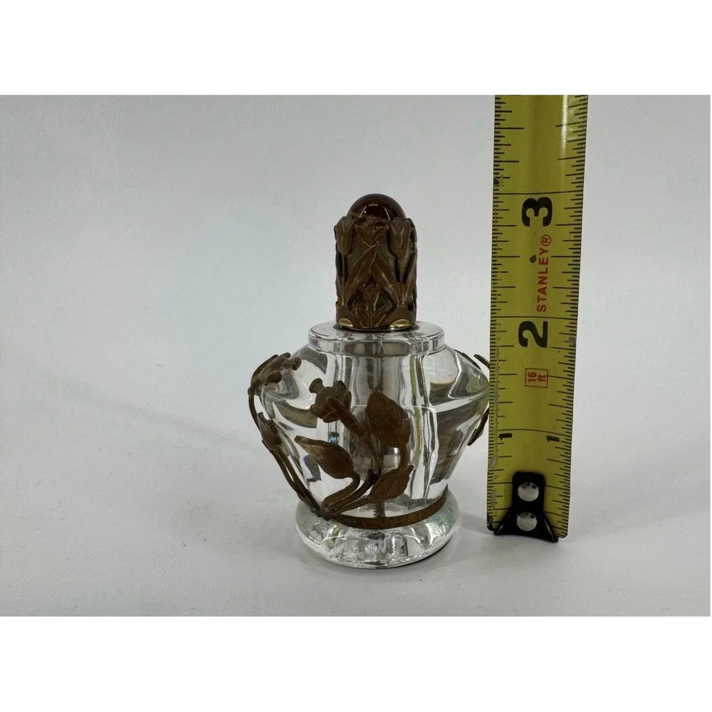 ANTIQUE 1920-30s STRIKALITE ART DECO GLASS LIGHTER w/BRASS ORMOLU TABLE TOP
